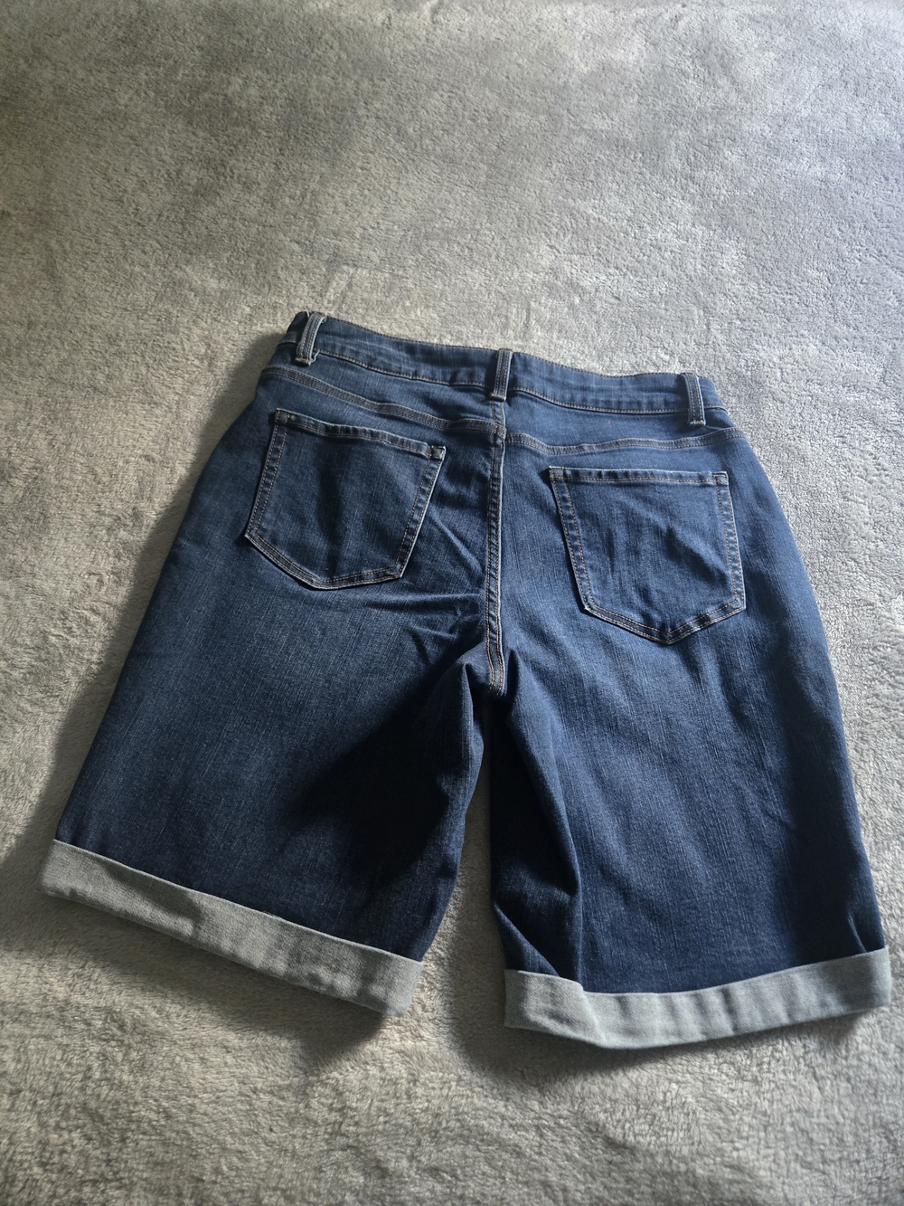 Time and Tru Blue Cuffed Denim Bermuda Shorts - Picture 6 of 7